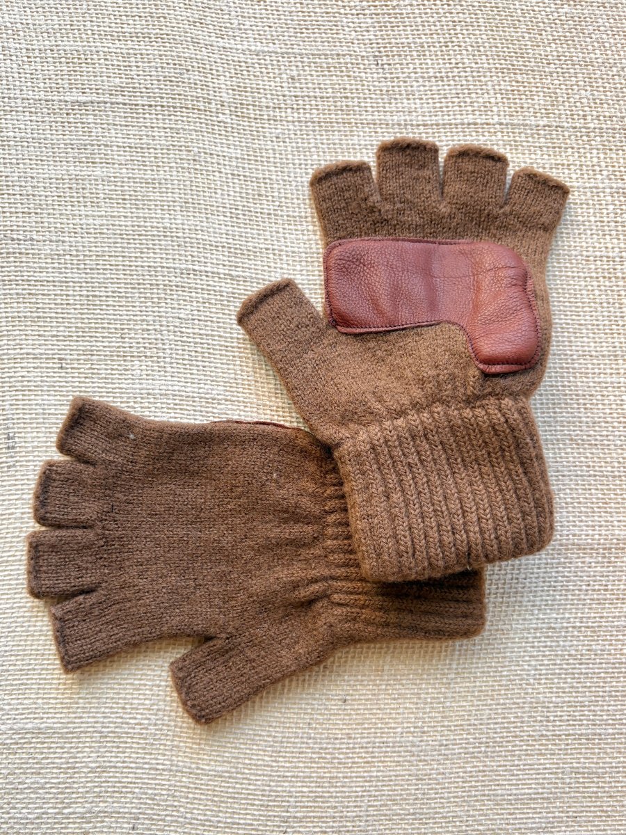 Fingerless Wool Gloves w/ Leather Palms | Men's (Multiple Colors