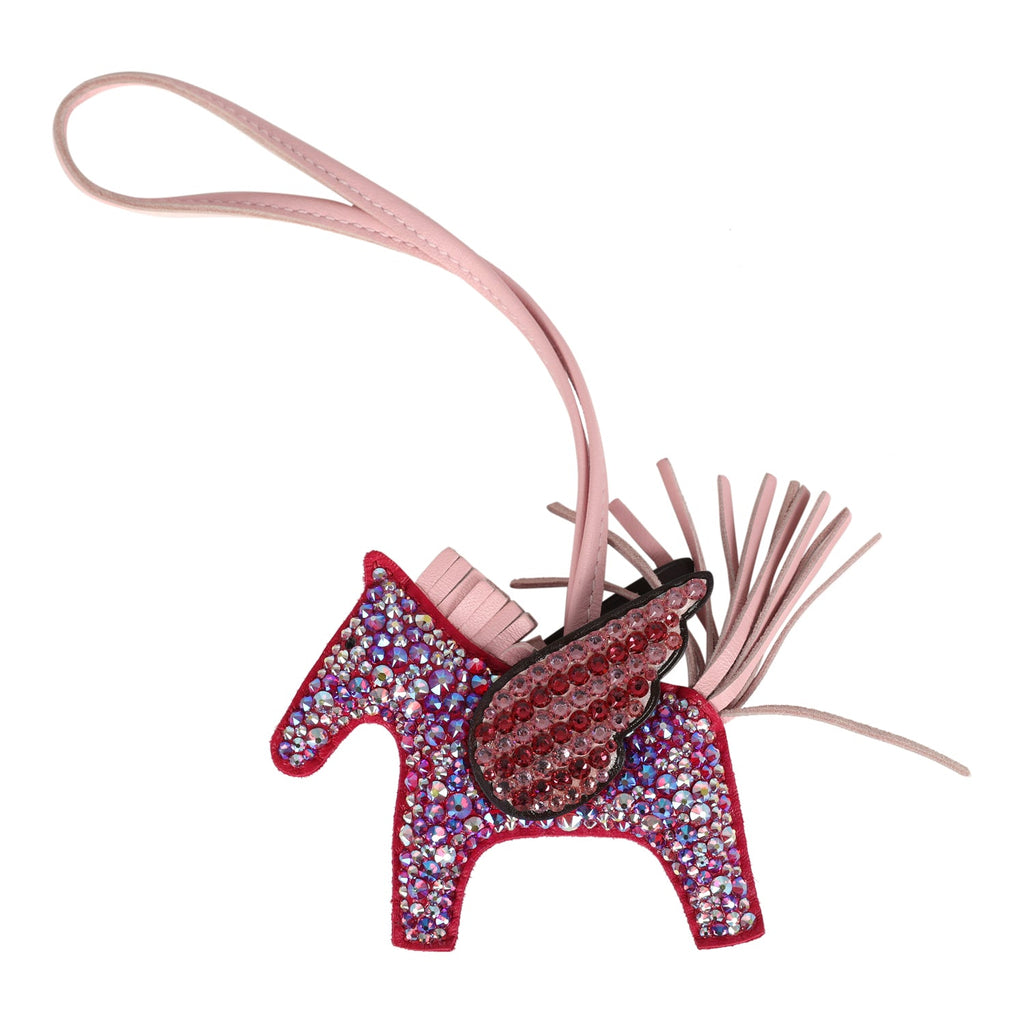 Custom Pink Swarovski Crystal Hermes Bedazzled Pegasus Rodeo Bag Charm