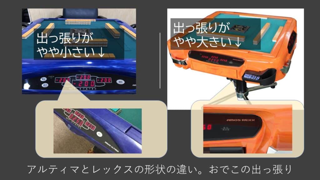 全自動麻雀卓・アモスレックス2の機能、アルティマ卓との違いと見分け