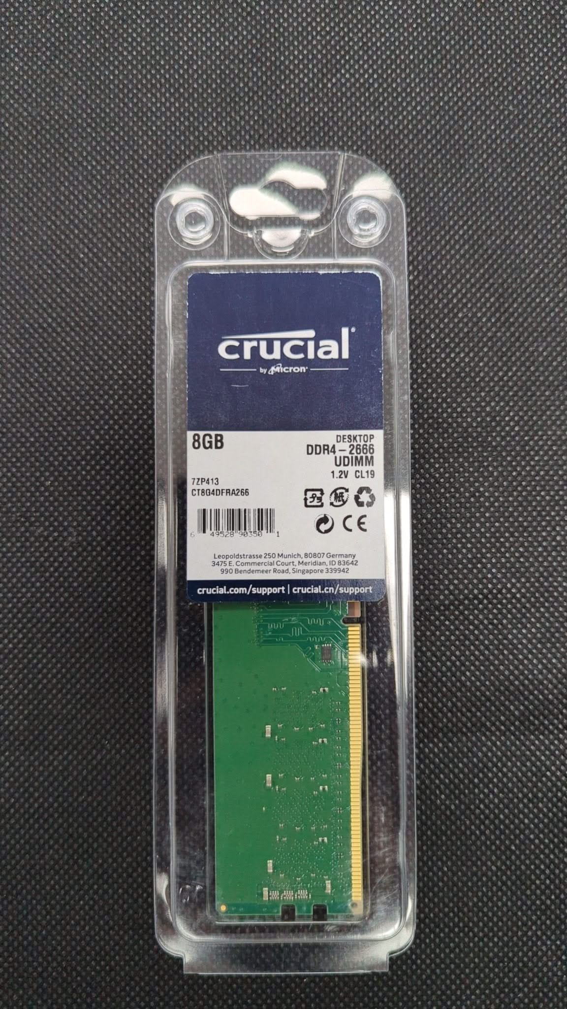 Crucial UDIMM 8GB DDR4 - 2666 – MAINGEAR