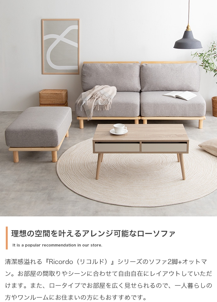 北欧スタイル セパレートタイプカウチソファ Ricordo【リコルド
