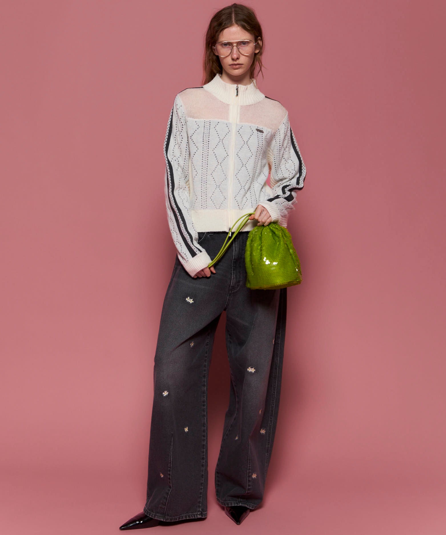 Wrangler×MAISON SPECIAL】Collaboration Flower Embroidery Denim Pants