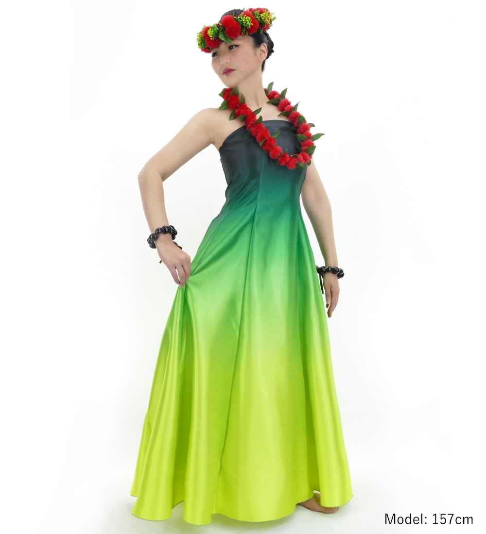 ロング丈】 フラドレス グリーン×イエロー J2750grye | hula