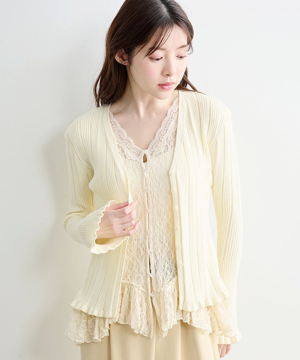 再入荷】COCODEAL ココディール レースドッキングニット 76131003