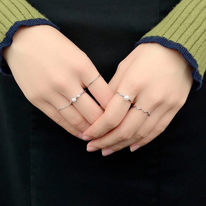 セットリング 13号 パール ウェーブ 5本セット【3color】 | リング