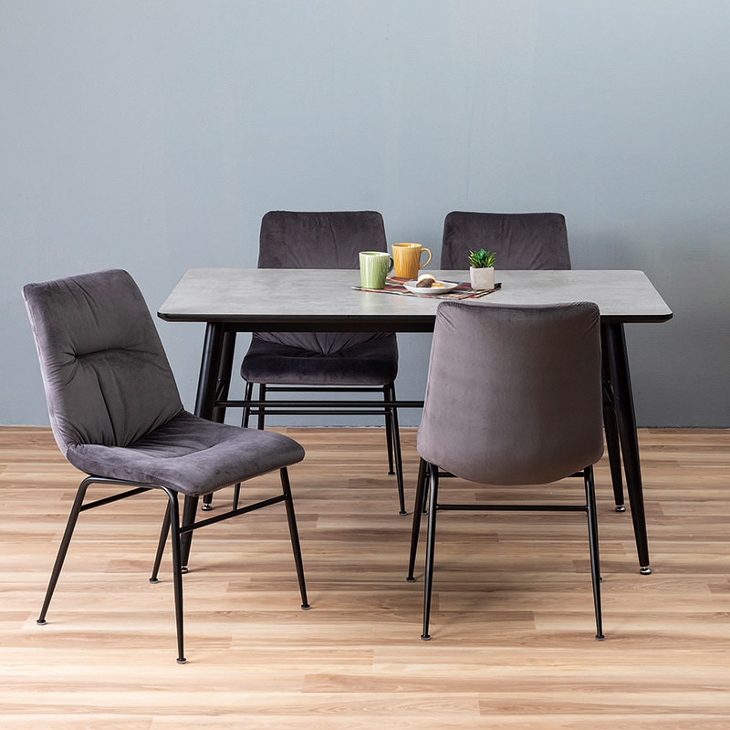 ダイニングセット テーブルMIU 135DT GY + チェアPAU DC GY【大型商品