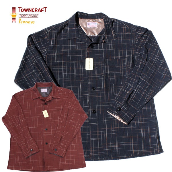TOWNCRAFT（タウンクラフト）】 50S OPEN SHIRTS CHECK OPEN SHIRTS