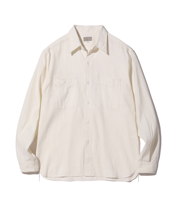 Lot No. BR25996 / WHITE CHAMBRAY WORK SHIRT (LONG SLEEVE) - BUZZ