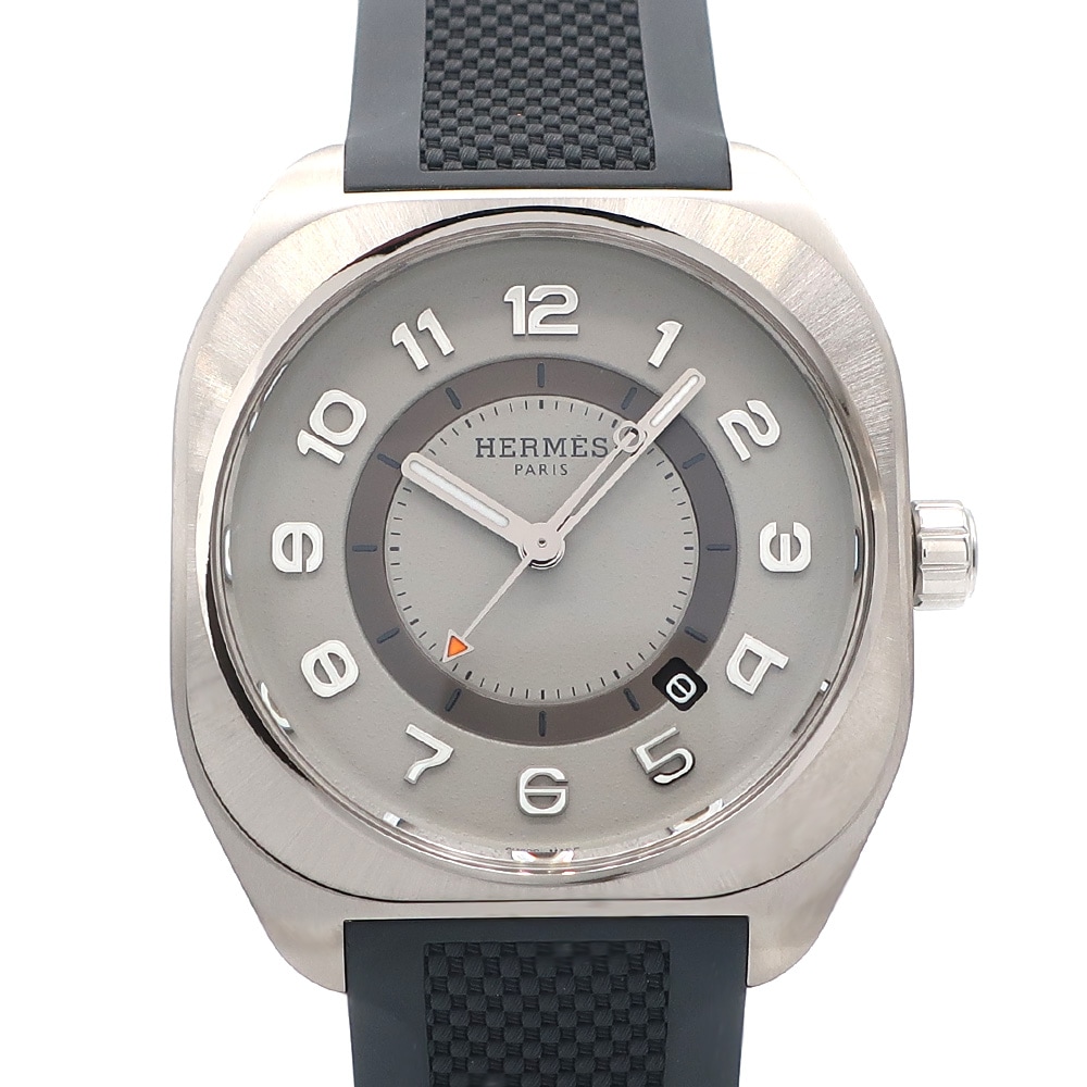 天白】【HERMES】エルメス H08 グレー文字盤 SP1.747C 腕時計 チタン