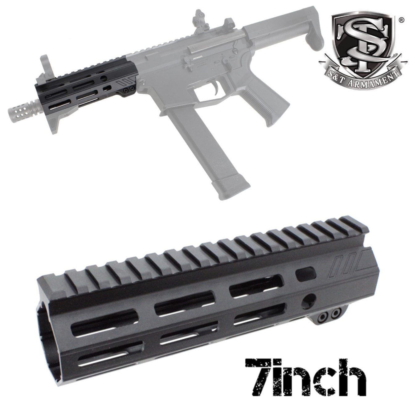 S&T ANGSTADT ARMS 7インチ MLOK ハンドガード BK