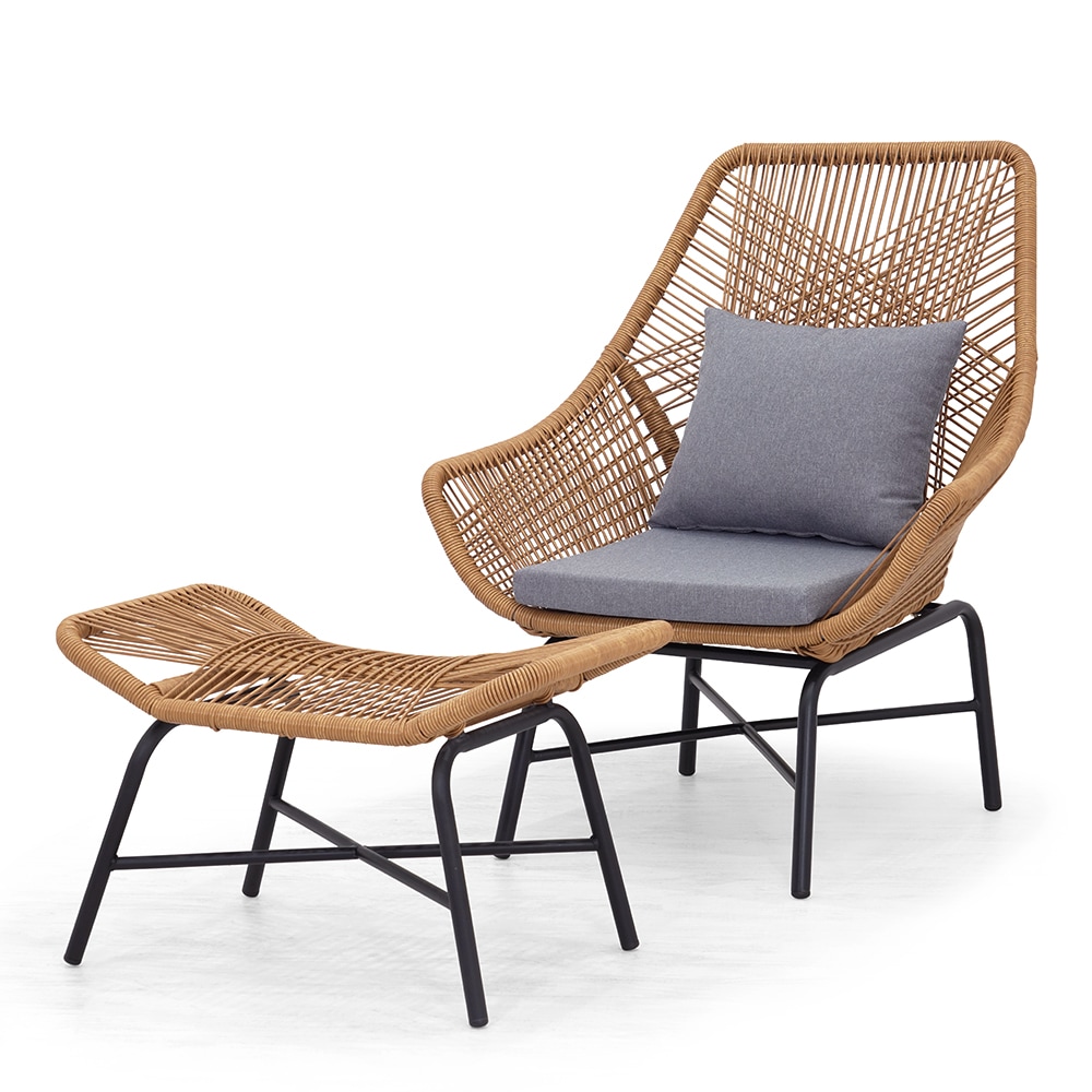 オットマン付きラウンジチェア 2点セット 人工ラタン | インテリア雑貨