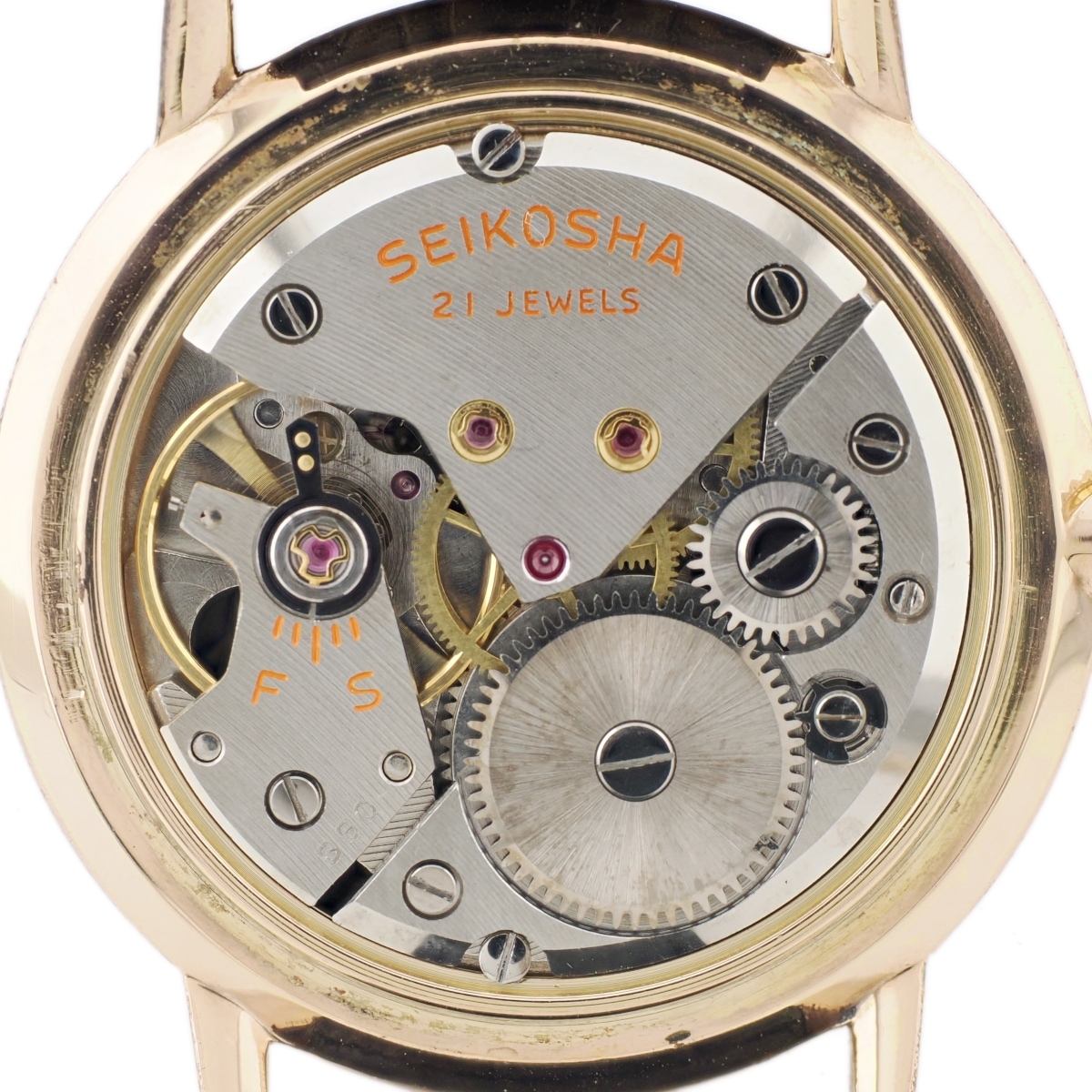 セイコー クラウン J15003E 金メッキ 黒文字盤 Cal.560 21石 手巻 OH済