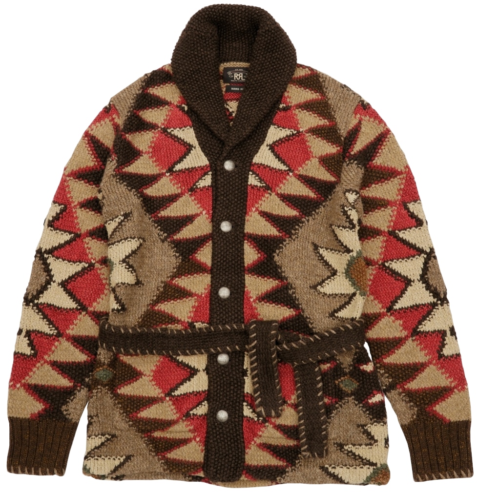 ダブルアールエル) RRL ハンドニット ベルテッド ランチ ショール