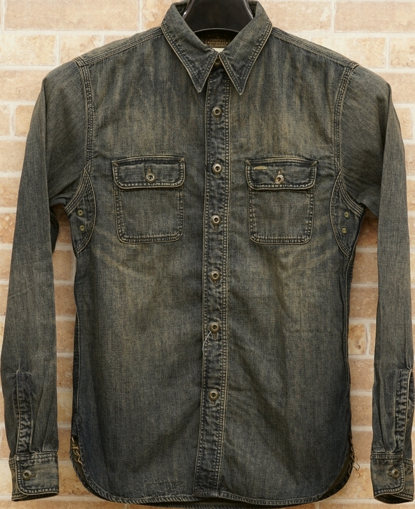 ダブルアールエル) RRL デニム ワークシャツ 日本製デニム地 メンズ