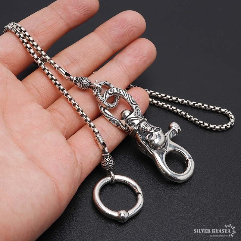 シルバー925 スカルウォレットチェーン [wc041-z027-zs004-cs056-50cm