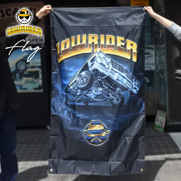 ローライダー バナー 縦長 Lサイズ ブラック 旗 フラッグ タペストリー