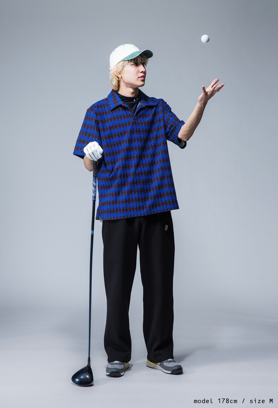 ANTIQUA GOLF×STCH 幾何学柄 開襟トップス メンズ 送料無料・再販