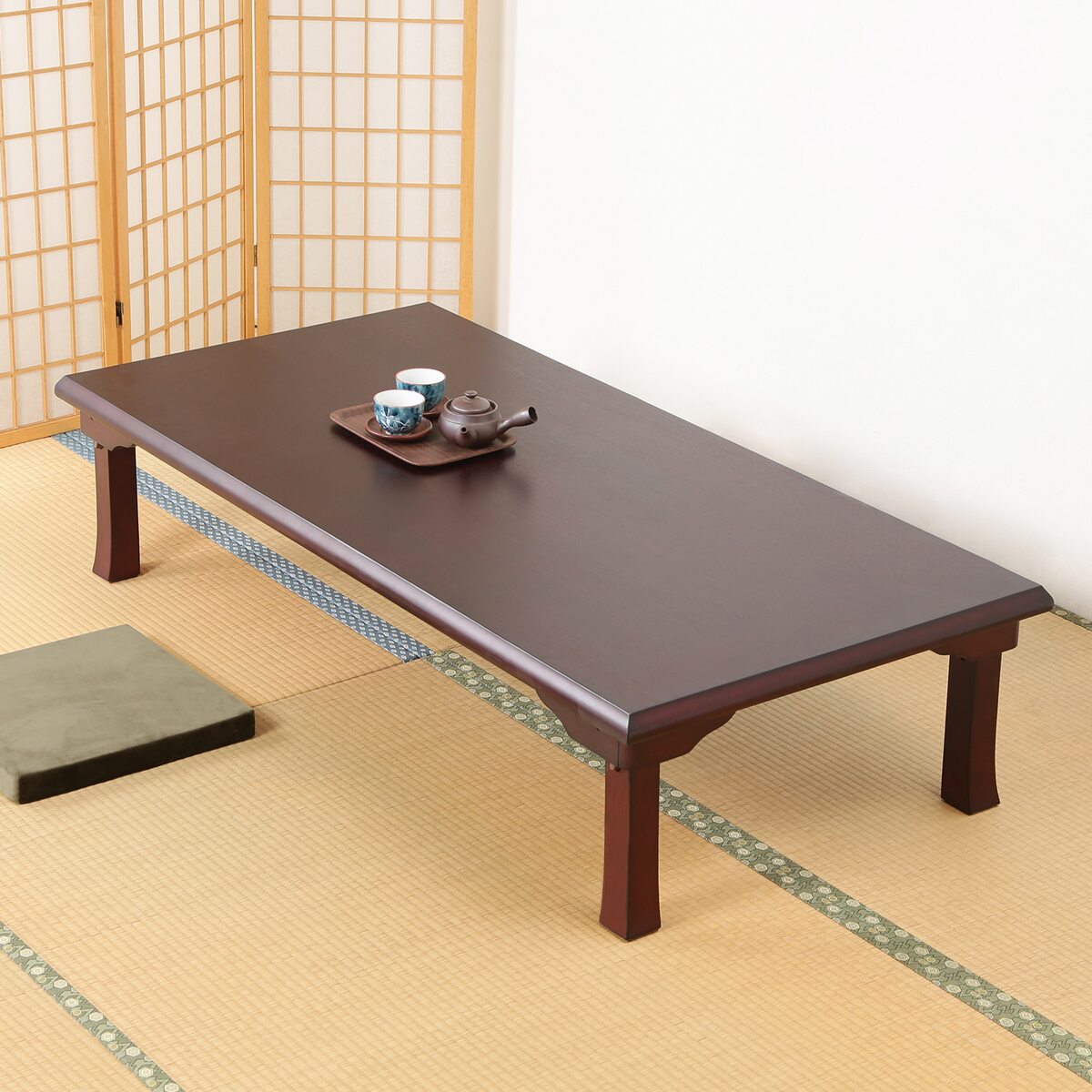 送料無料】欠品中 次回4月下旬予定 不二貿易 折脚和風座卓 紫檀色 TLM