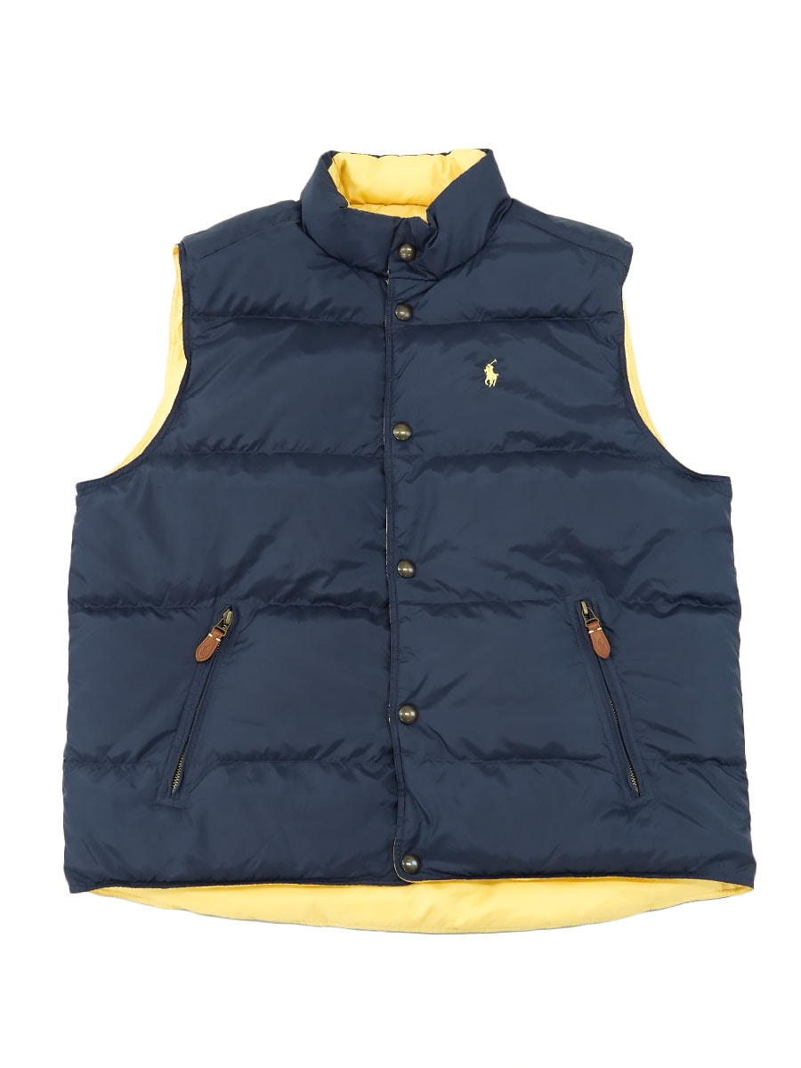 ラルフローレン リバーシブル ダウンベスト ネイビー×クリームイエロー