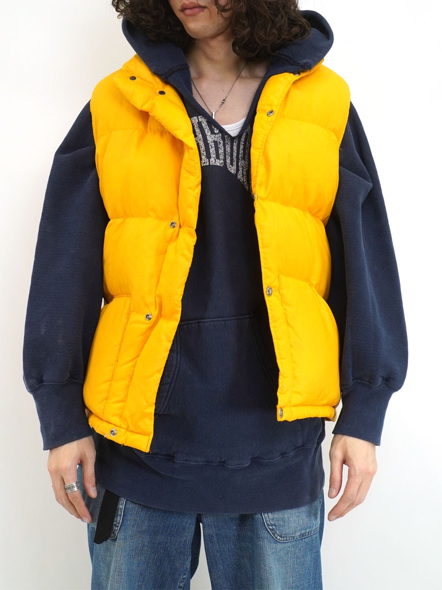 70's 茶タグ THE NORTH FACE リップストップ ダウンベスト イエロー