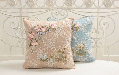 Florist リボン刺繍 マルチケース 約14×18cm｜インテリアレース