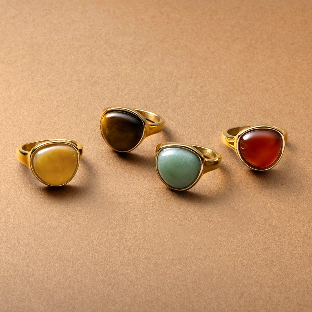 サージカルステンレス】ステレンス製 天然石 限定色 リング 指輪 金属