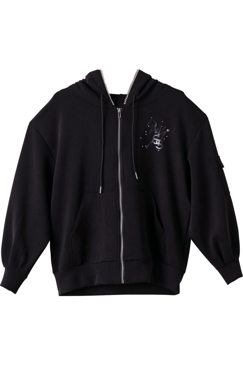 ラインストーンジップUPパーカー ブラック 1535-1424 | D SHOP 着心地