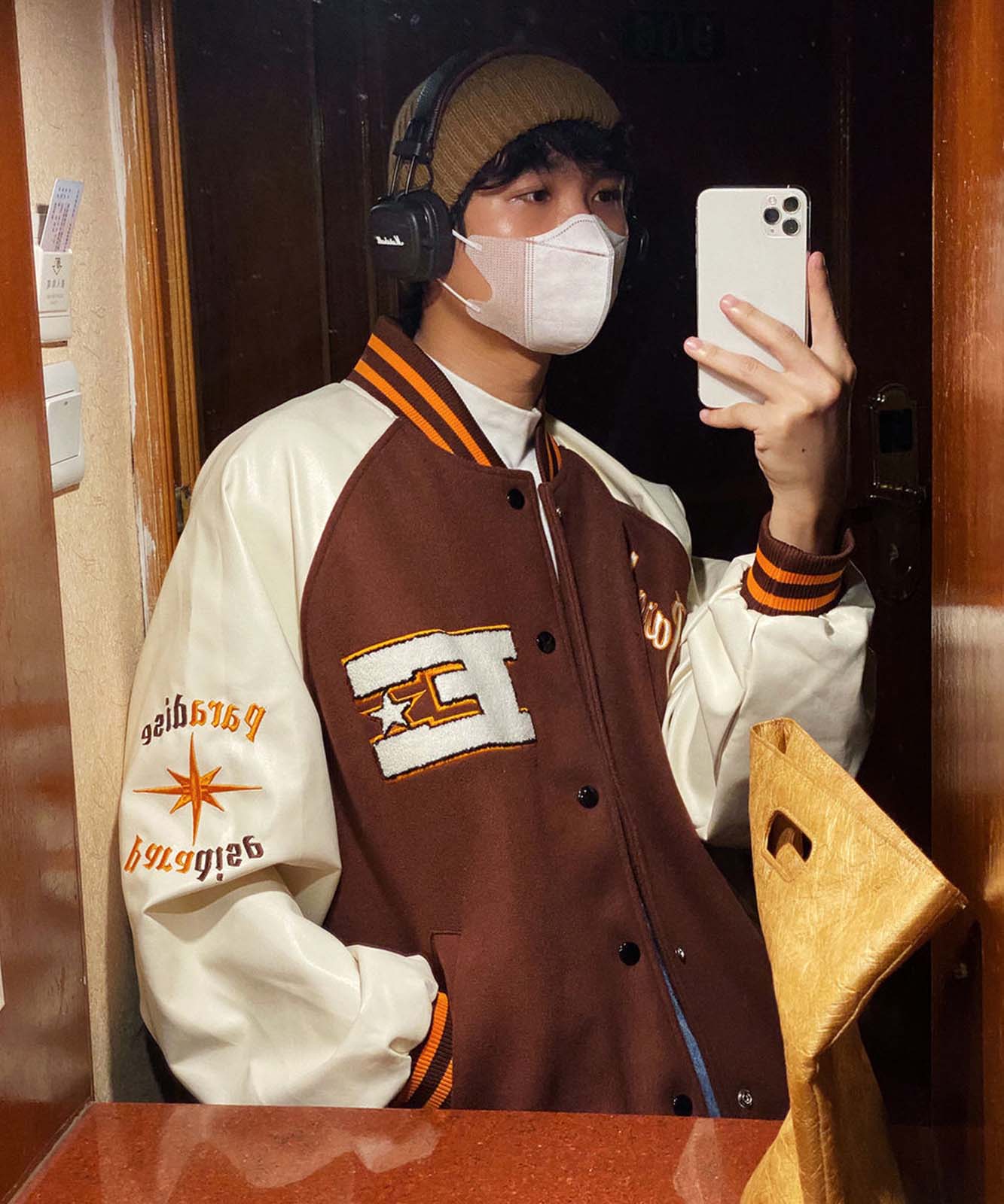 DEVICE select ブラウンベース ビッグロゴ スタジャン メンズ