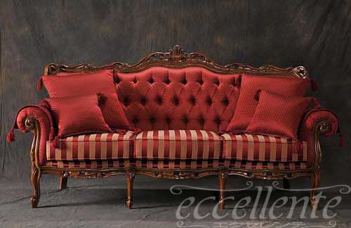 イタリア製 3シートソファ フランチェスカ ウォールナット／レッド｜GP