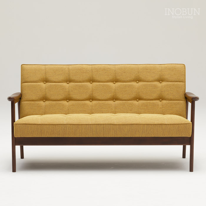 カリモク60 Kチェア 2シーター マスタードイエロー モカブラウン