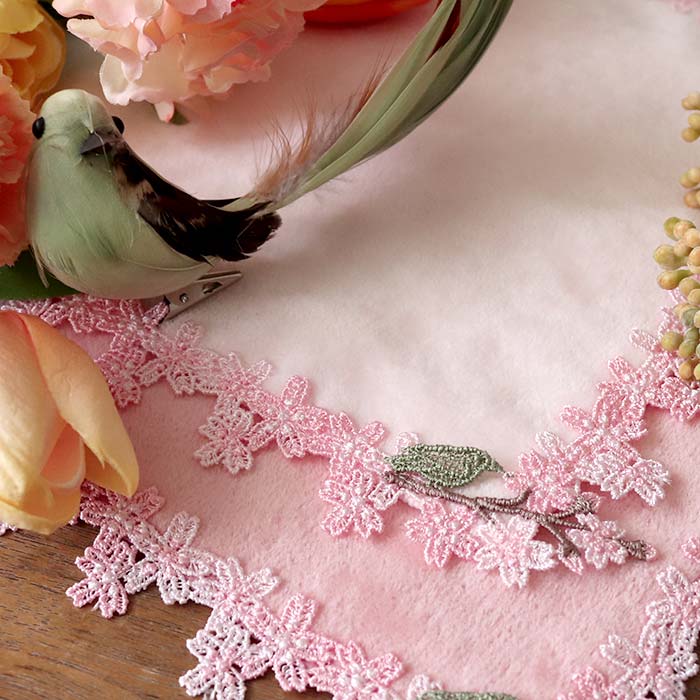 完売】 近沢レース店 タオルハンカチ 春うらら ピンク シーズン限定