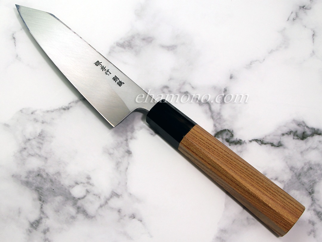 堺孝行 特上白二鋼 切付出刃150 黒水牛欅八角柄