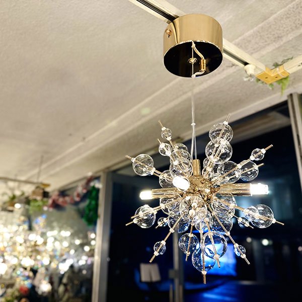 インテリア照明 バブルシャンデリア ガラスボール LED4灯 ゴールド