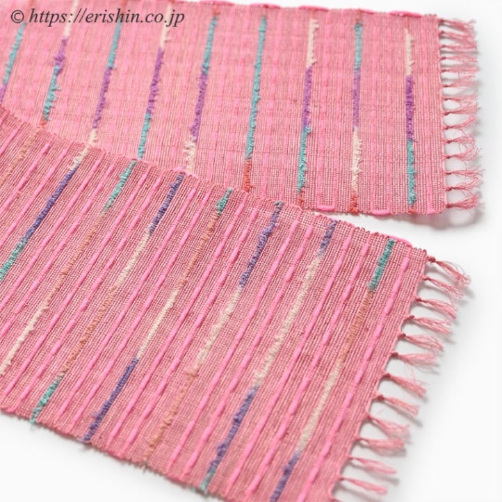 誉田屋源兵衛 半幅帯（芭蕉段織/チェリーピンク・カラフルモヘア）誉田