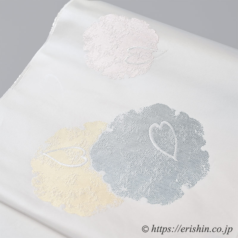 九寸織名古屋帯（雪輪桜/漆のような白）『着物・呉服えり新』