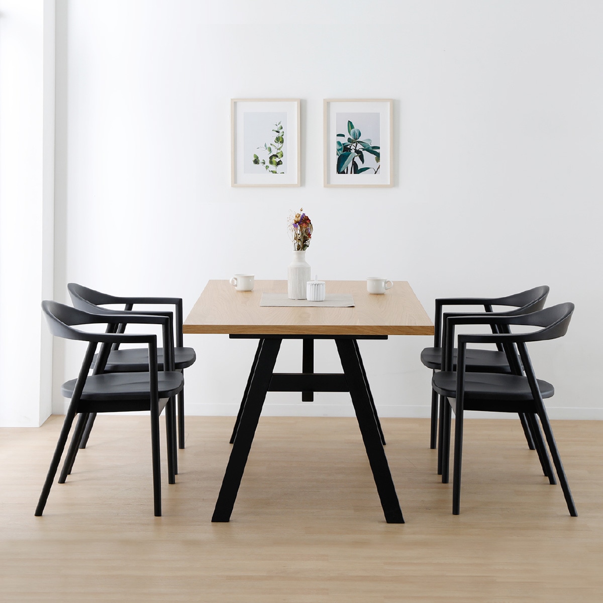 座面高44］ダイニングチェア 黒 アームチェア