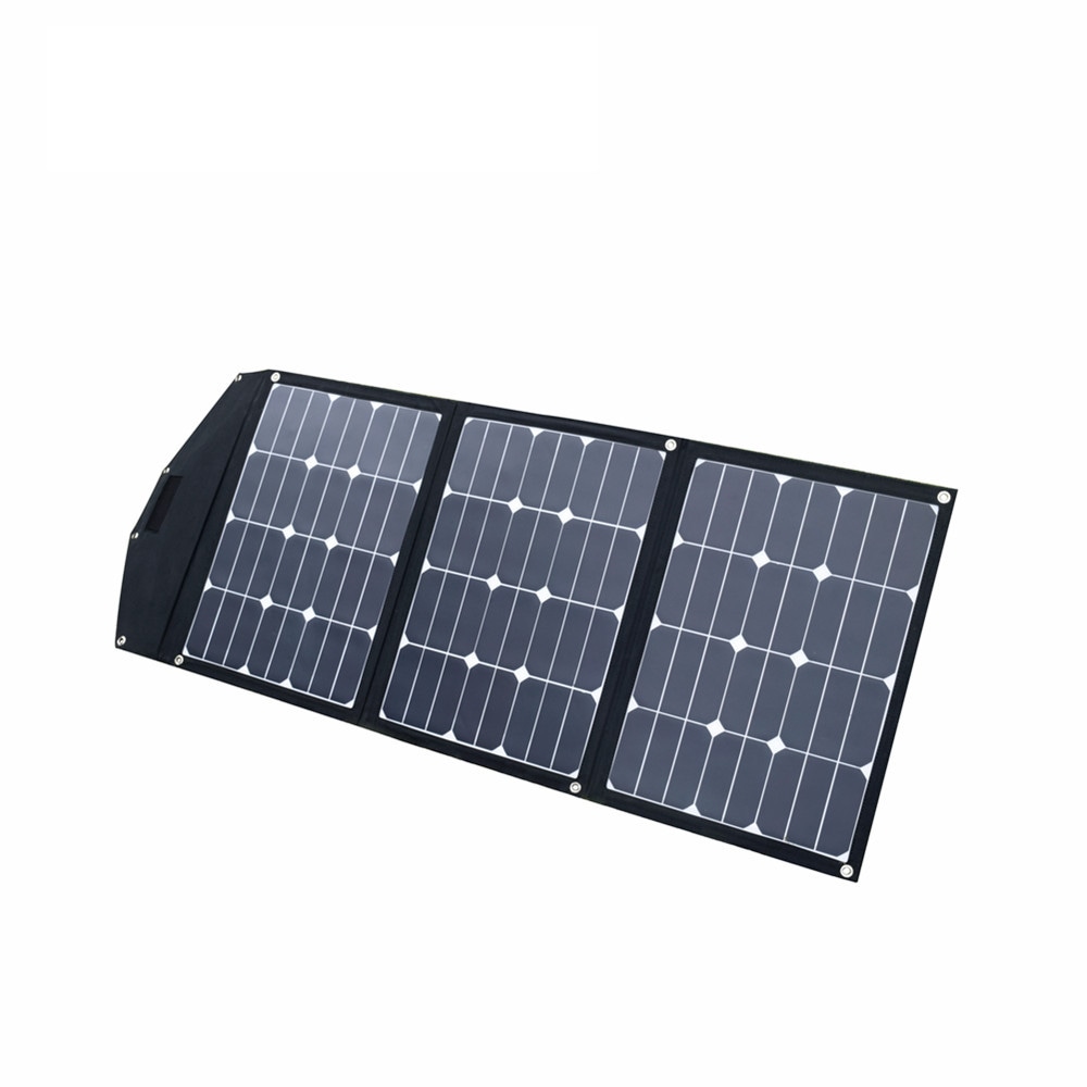 100W ソーラーパネル 折りたたみ式 持ち運びに便利な取っ手付 自立