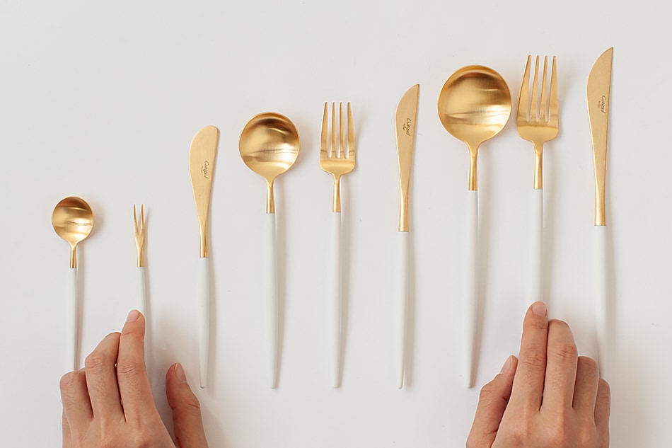 ゴア／GOA ホワイト×ゴールド カトラリー（クチポール／Cutipol