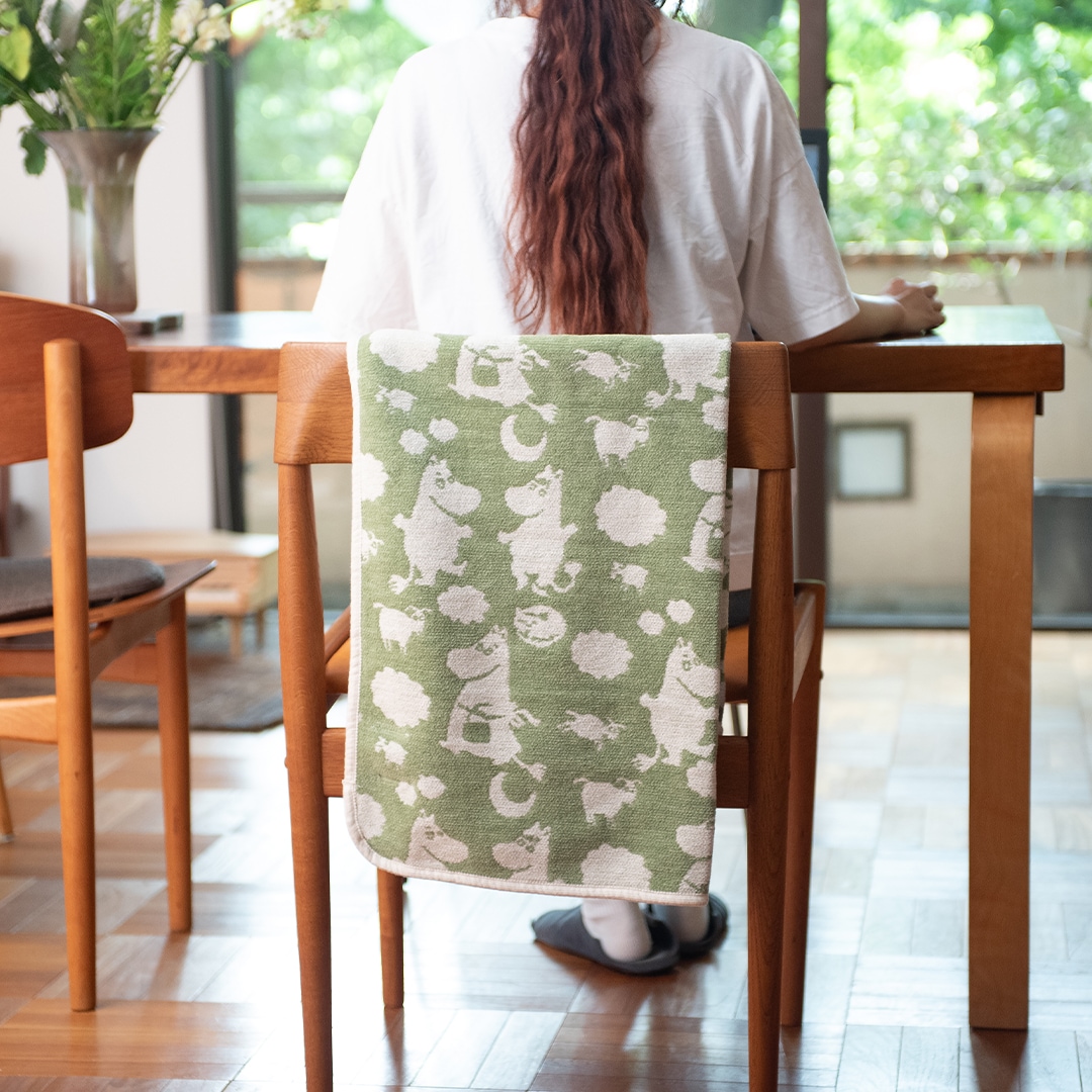 ピルビ＆ムーミン シュニールコットンブランケット ミニ（クリッパン