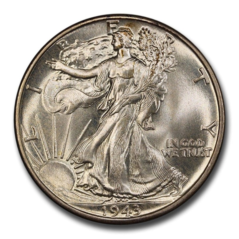 1943年 ウォーキング リバティ ハーフダラー 銀貨 50セント シルバー