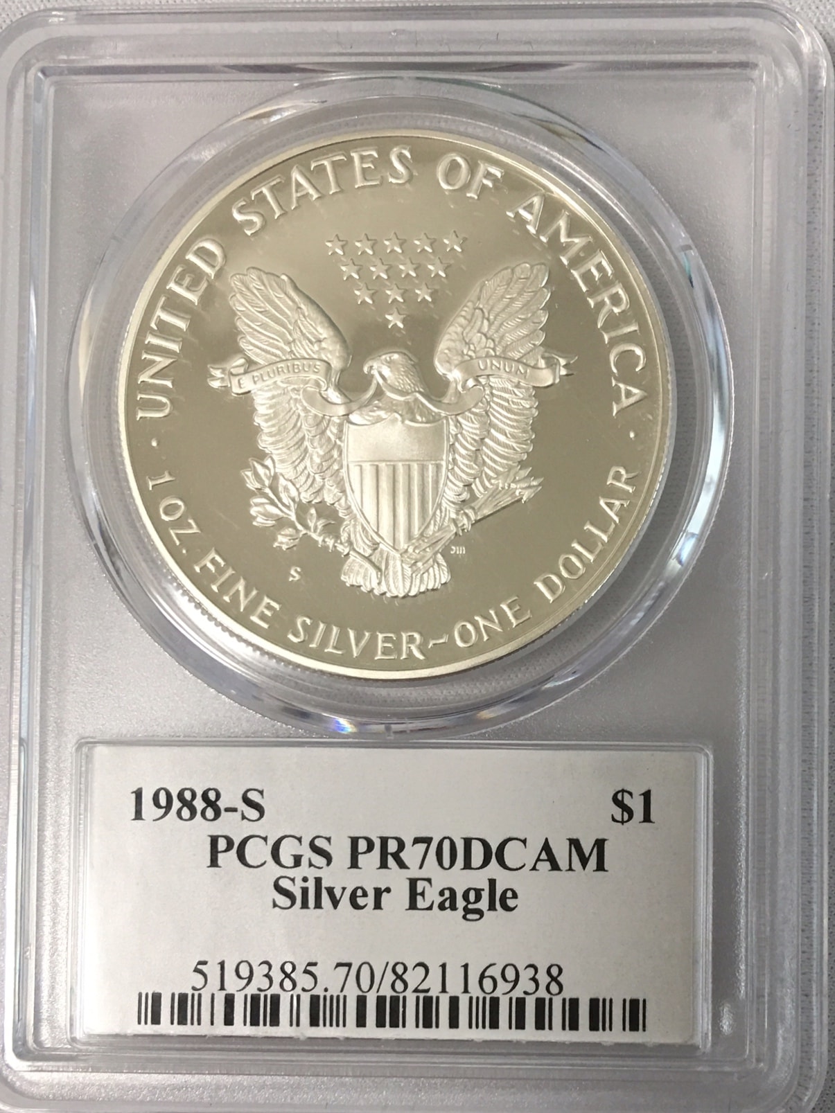 動画あり】アメリカ【1ドル】シルバーイーグル銀貨1988-S PCGS