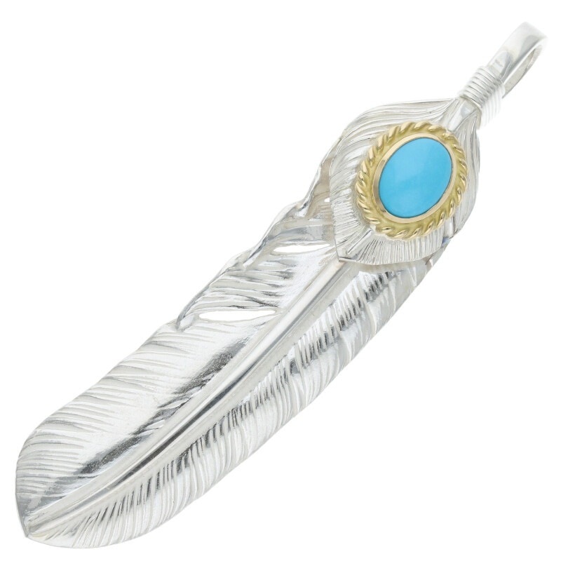 新品】上銀金縄ターコイズ特大フェザー 右向き 【取扱：渋谷店