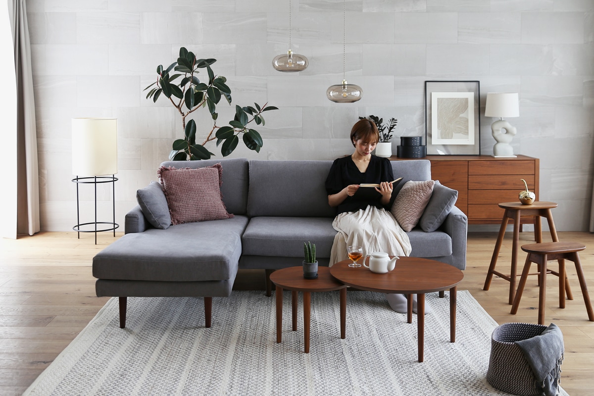 LEO SOFA カウチタイプ ライトブルー シェーズロング（左肘）＋2人掛け