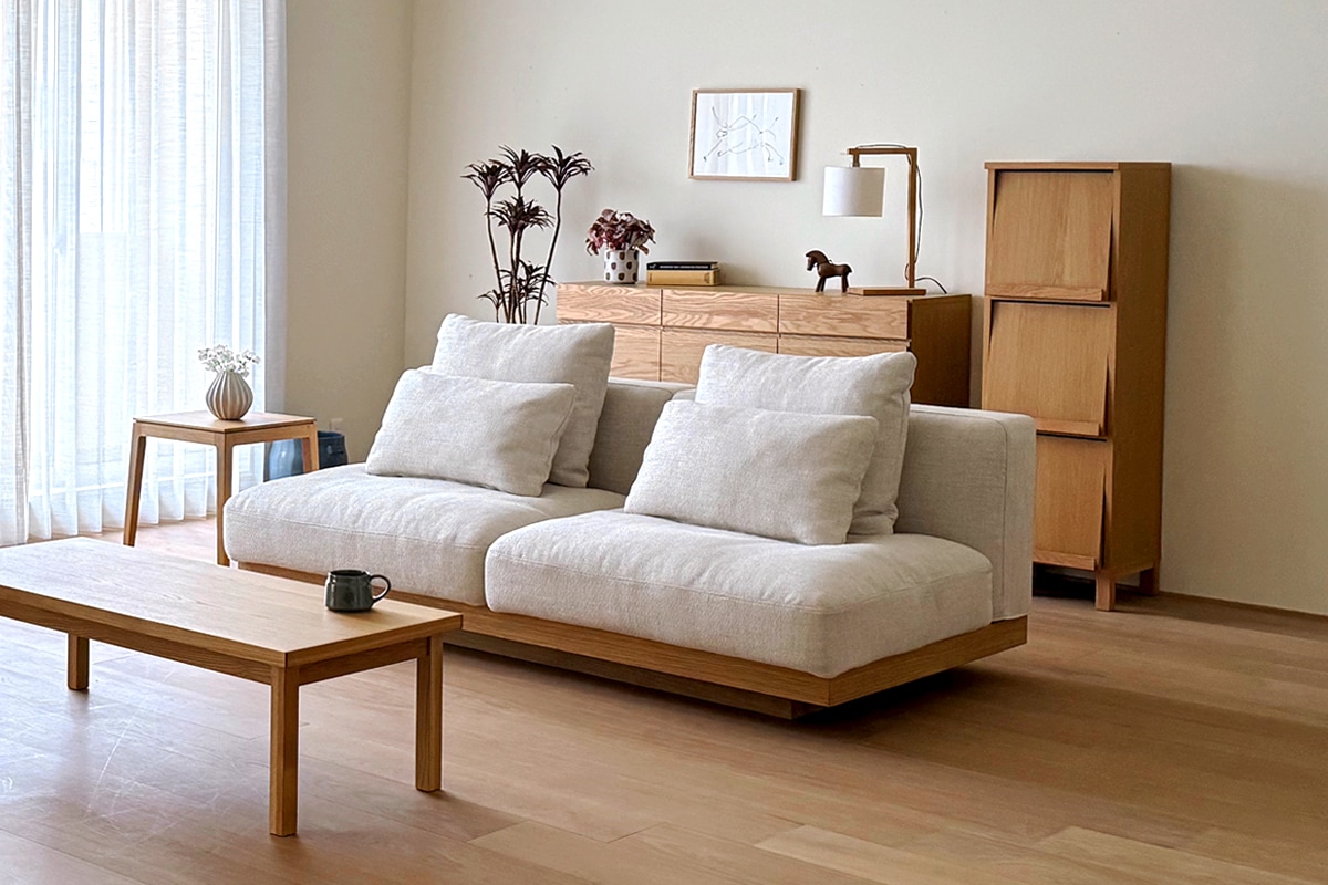 LANA SOFA 1人掛け アイボリー オーク/ウォルナット