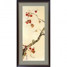 酒井抱一 「十二か月花鳥図」 八月 「秋草に螽斯図」 複製掛軸 : 酒井