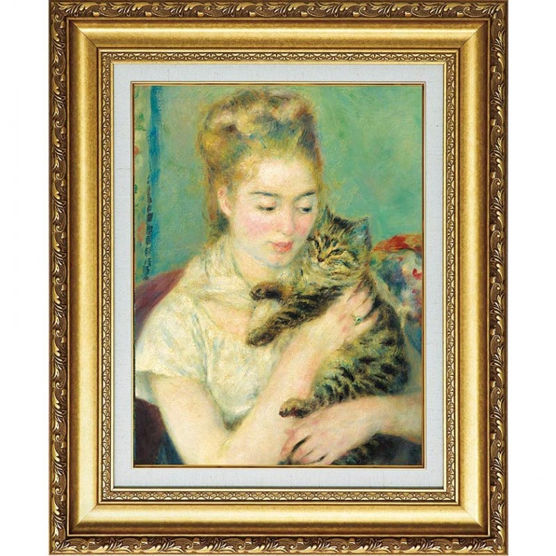 ルノワール 複製名画 「猫を抱く女性」 美術品 絵画 : アートの友社