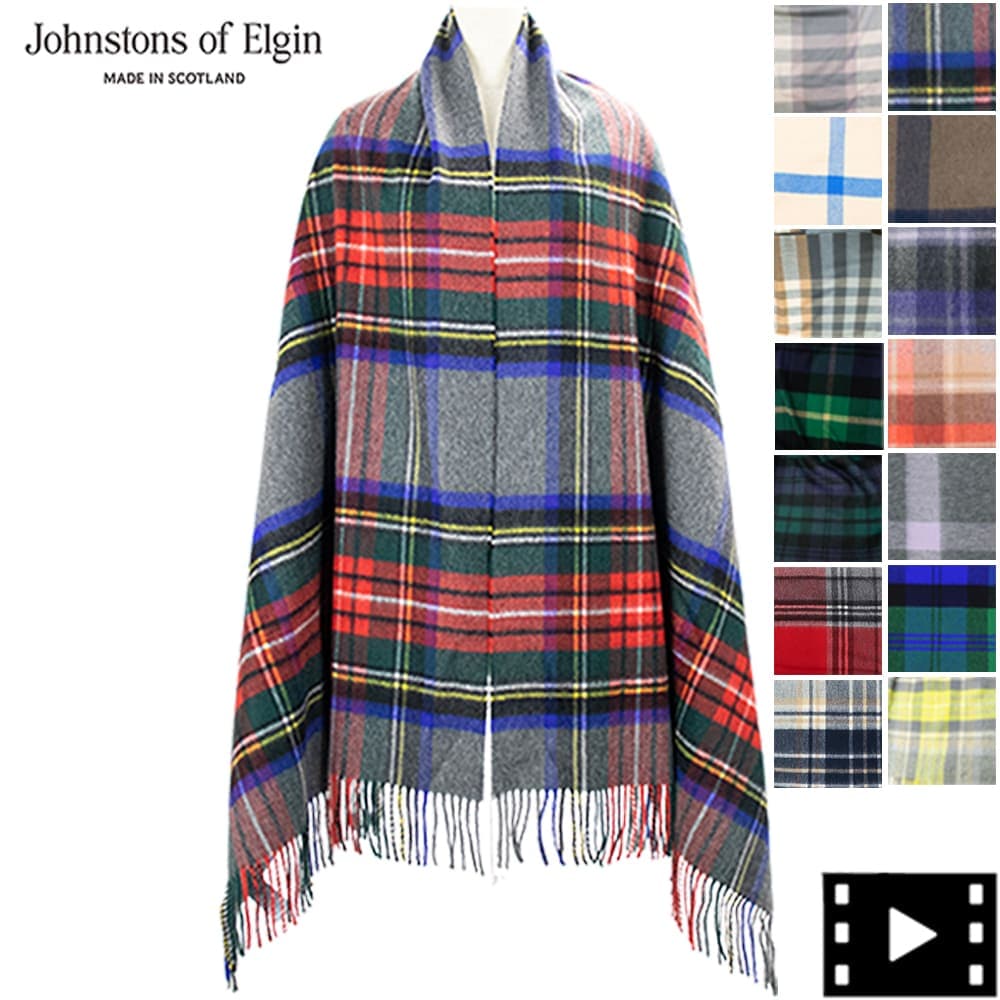 セール】ジョンストンズオブエルガン ストール チェック カシミヤ100