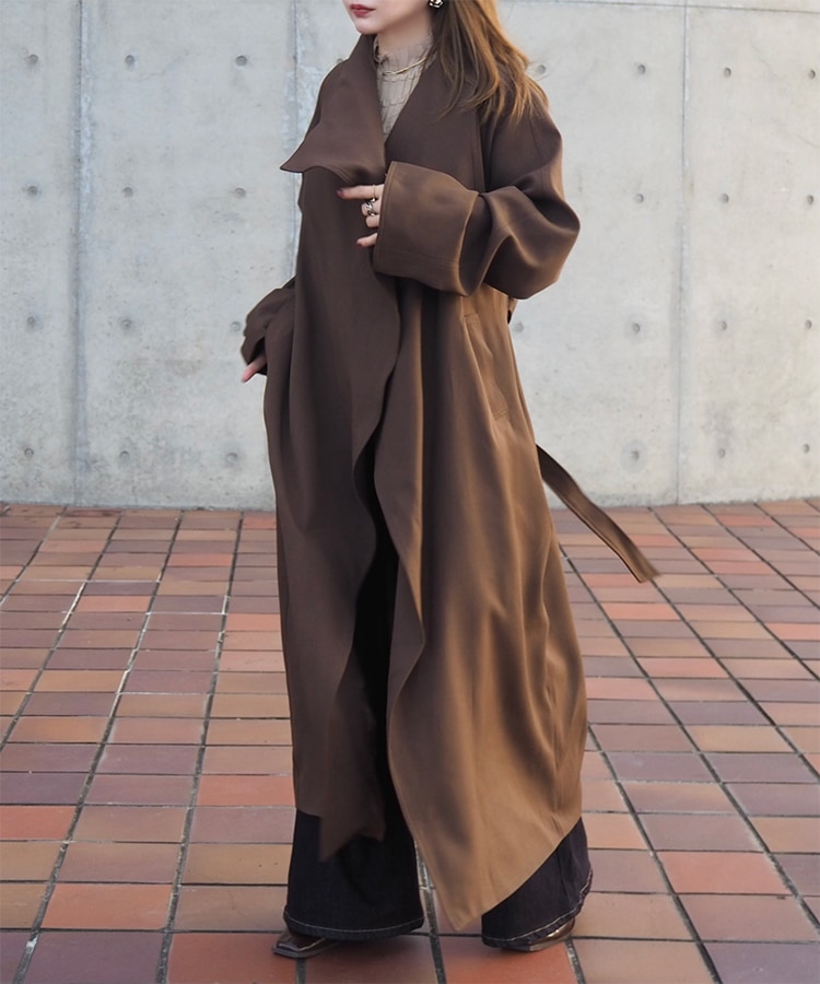 shawl collar belted long coat | OUTER | LAULEN（ローレン）
