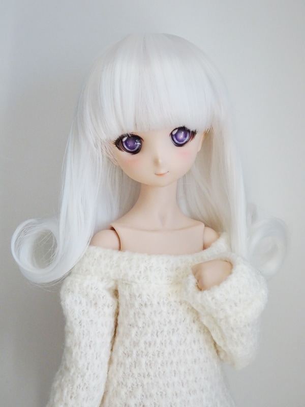 9インチ＊ドールウィッグ＊DD/MDD/SD】ワンカール（ホワイト