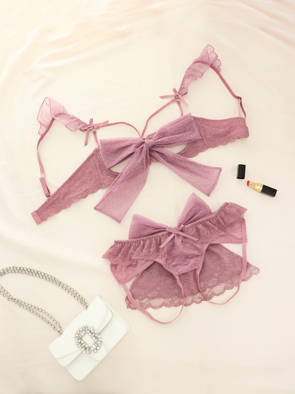Ribonneブラ＆オープンショーツセット｜かわいい下着・ランジェリーの